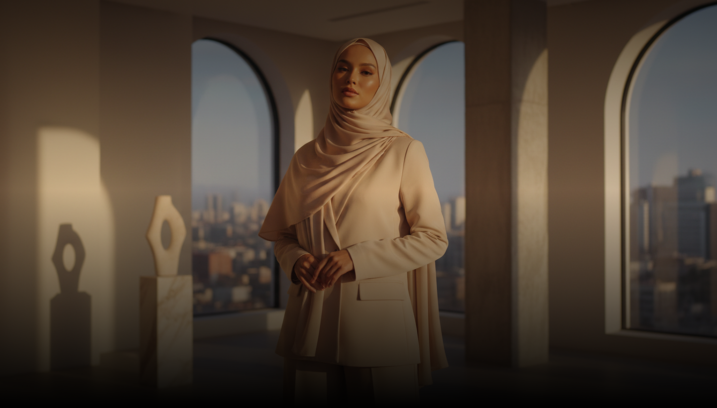 Woman wearing a hijab representing HijaBrush covered-hair care